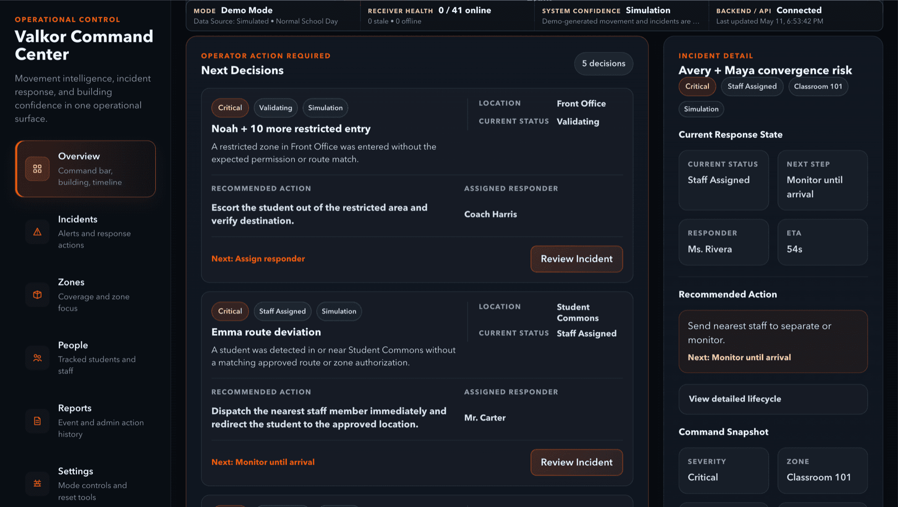 Incident decision workflow screenshot